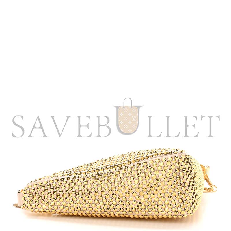 Pra*a satin crystal triangle crossbody pouch platino 1bc190 (26*14*6cm)